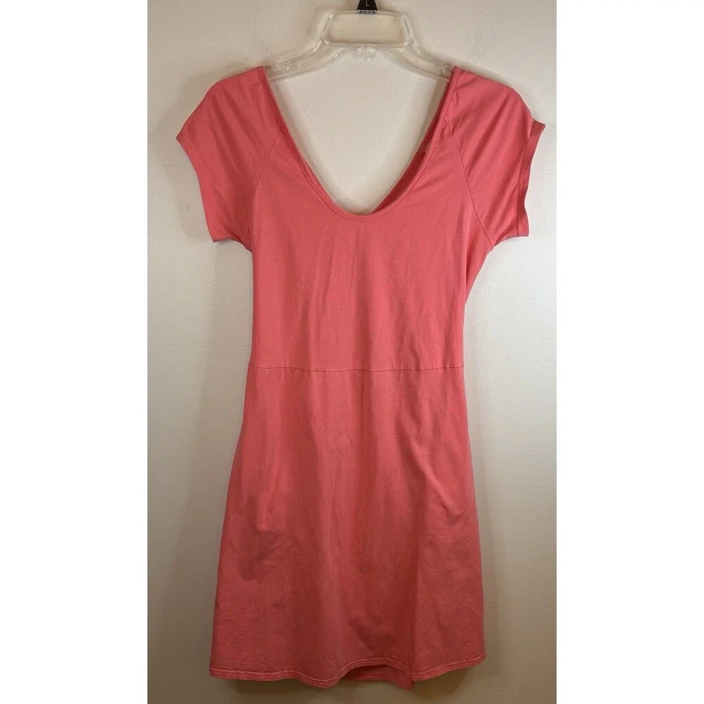 PACT Cross Back Fit & Flare Dress Women Large Salmon Cap Sleeve Casual Beach - Picture 3 of 13
